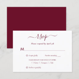 Cartão RSVP Casamento de Borgonha Elegante