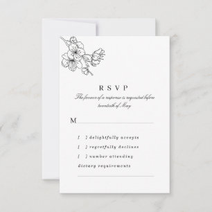 Cartão RSVP Casamento de Brilhos Desenhados em Linha Negra