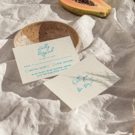 Cartão RSVP Casamento de Brincadeira Escrita com Mão Azul Retr