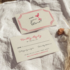 Cartão RSVP Casamento De Brincadeira Retrópica Com Desenho Esc