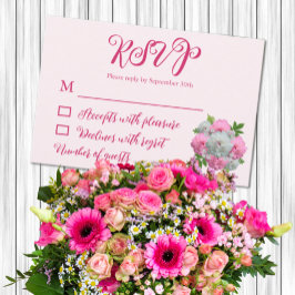 Cartão RSVP Casamento de Buquê de Peony