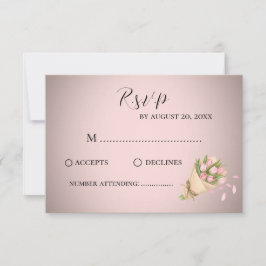 Cartão RSVP Casamento de Buquê de Tulipas Rosa Elegante na mod