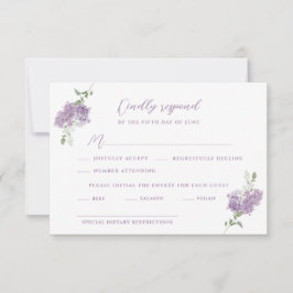 Cartão RSVP Casamento de Buquê Floral Lilac
