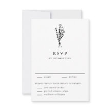 Casamento de Buquê Floral Mínimo Moderno Negro