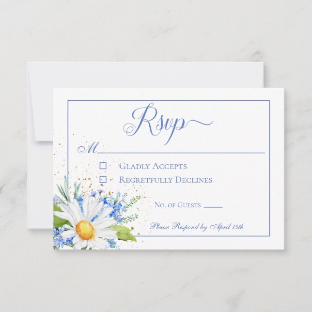 Cartão RSVP Casamento de Buquês Daisy & Field Flowers (Frente)