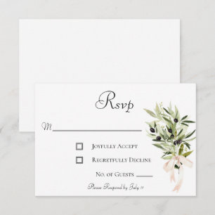 Cartão RSVP Casamento de Buquês de Branch de Oliva