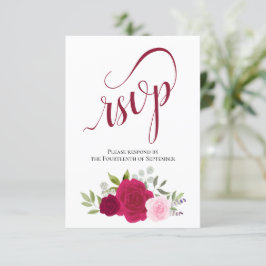 Cartão RSVP Casamento de Buquês de Rosas Magenta e Rosa