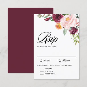 Cartão RSVP Casamento de Buquês Florais de Autumn Automs