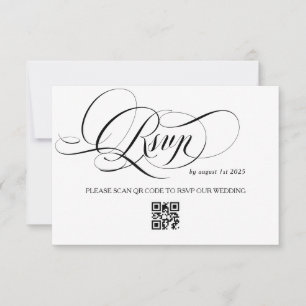 Cartão RSVP Casamento de Caligrafia Branca e Negra