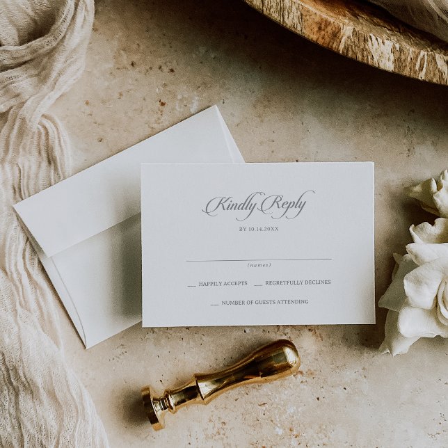 Cartão RSVP Casamento de Caligrafia Clássica Chic (Criador carregado)