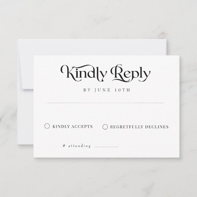 Cartão RSVP Casamento de Caligrafia Clássica Elegante (Frente)