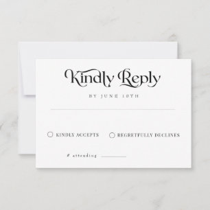 Cartão RSVP Casamento de Caligrafia Clássica Elegante