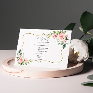 Cartão RSVP Casamento de Caligrafia das Flores Rosa-Blush