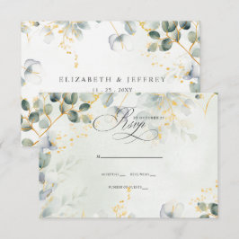 Cartão RSVP Casamento de Caligrafia Elegante com Vegetação Euc