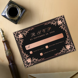 Cartão RSVP Casamento de Caligrafia Elegante, Rosa-Rosa-Preto