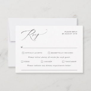 Cartão RSVP Casamento de Caligrafia Elegante Vintage