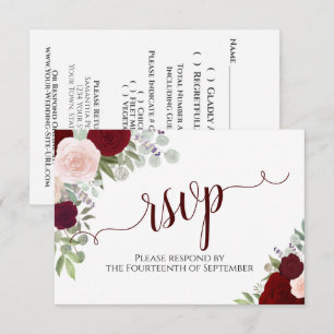 Cartão RSVP Casamento de Caligrafia Floral Elegante