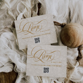 Cartão RSVP Casamento de Caligrafia Floral em Marfim Romântico