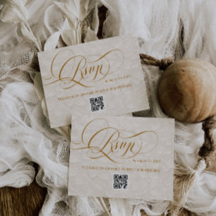 Cartão RSVP Casamento de Caligrafia Floral em Marfim Romântico