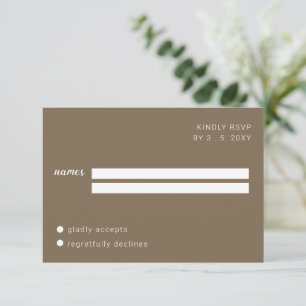 Cartão RSVP Casamento de Caligrafia Minimalista Rustic Brown