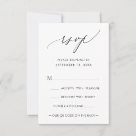 Cartão RSVP Casamento de Caligrafia Moderna Simples com Código