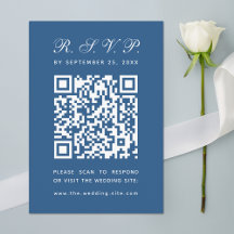 Casamento de Caligrafia Simples com Código QR Azul
