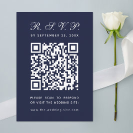 Cartão RSVP Casamento de Caligrafia Simples com Código QR Gran