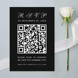 Cartão RSVP Casamento de Caligrafia Simples com Código QR Pret