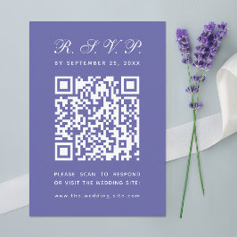 Cartão RSVP Casamento de Caligrafia Simples Violet Big QR Code