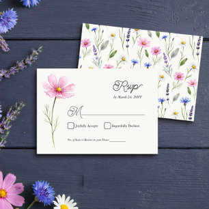 Cartão RSVP Casamento de Campo Botânico de Flor Silvestre Pren