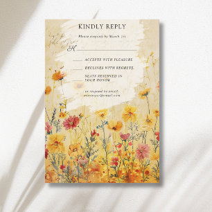 Cartão RSVP Casamento de Campo Colorido de Outono com Flores S