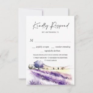 Cartão RSVP Casamento de Campo das Flores de Lavanda de Aquare