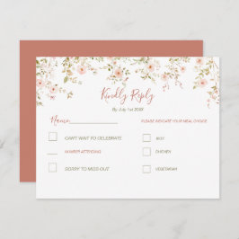 Cartão RSVP Casamento de campo de Rosa selvagem