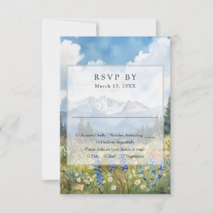 Cartão RSVP Casamento de Campo Florido com Flores Silvestres d