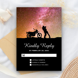 Cartão RSVP Casamento de casal da galáxia do crepúsculo românt