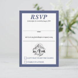 Cartão RSVP Casamento de Casal de Esqui