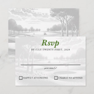 Cartão RSVP Casamento de Casal de Golfe