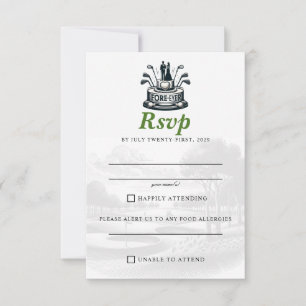 Cartão RSVP Casamento de Casal de Golfe