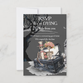 Cartão RSVP Casamento de Casal Esquelético