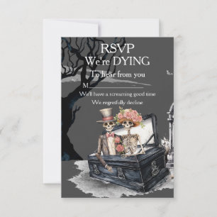 Cartão RSVP Casamento de Casal Esquelético