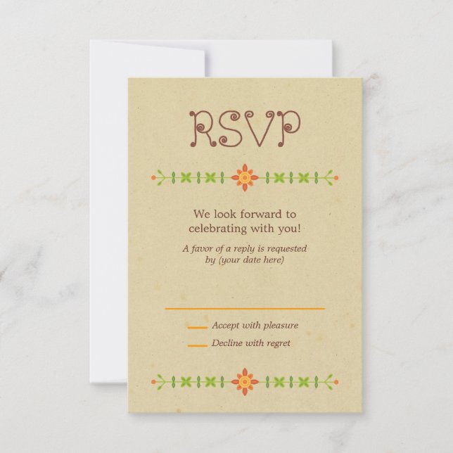 Cartão RSVP Casamento de Casal Rustic Boho Lovebird Owl (Frente)