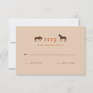 Cartão RSVP Casamento de Cavalos de Carvalho com Cerca de Carv