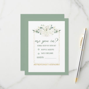 Cartão RSVP Casamento de Charm Green Wildflower Elegante
