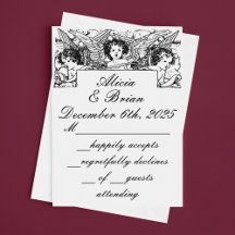 Casamento de Cherubs vitorianos, preto e branco