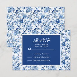 Cartão RSVP Casamento de Chinoiserie Blue Birds and Flowers