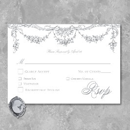 Cartão RSVP Casamento de Chinoiserie Vitoriana da Cinza France