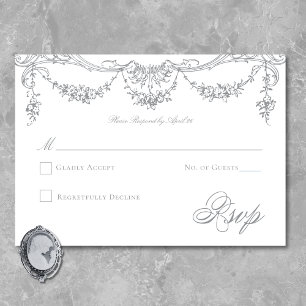 Cartão RSVP Casamento de Chinoiserie Vitoriana da Cinza France