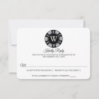 Casamento de Chip Casino de Silver Glitter Monogra