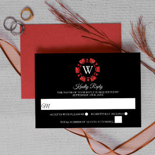 Cartão RSVP Casamento de Chip Casino do Pôquer do Monograma Ve
