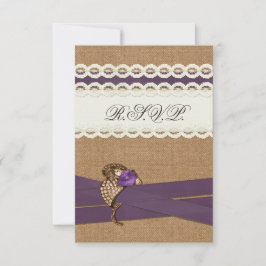 Cartão RSVP Casamento de churrasco e roxo de renda